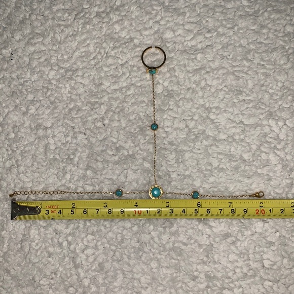 Turquoise and Gold Roman Numeral Hand Chain - Picture 17 of 17